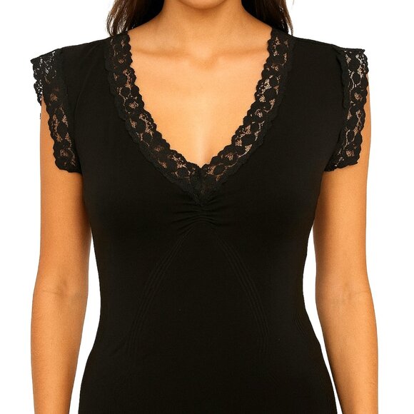 Vintage Tops - Vintage Y2K Dark Brown Lace Tank Top Stretch Fitted Ruched Bella Swan Layering M